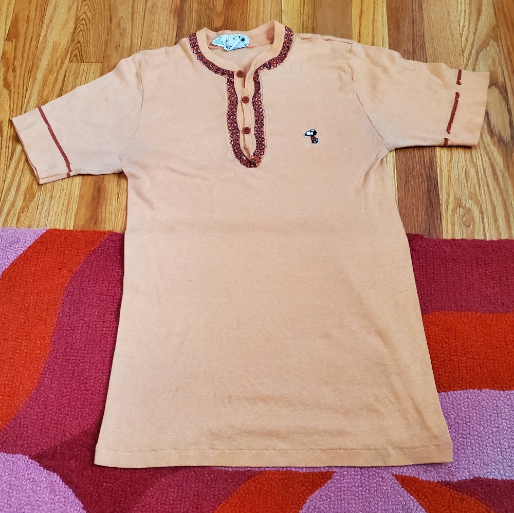 Vintage Snoopy knit t shirt orange creamsicle